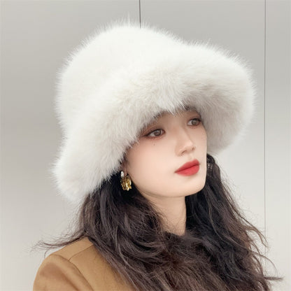 Faux Fox Fur Plush Fisherman Hat