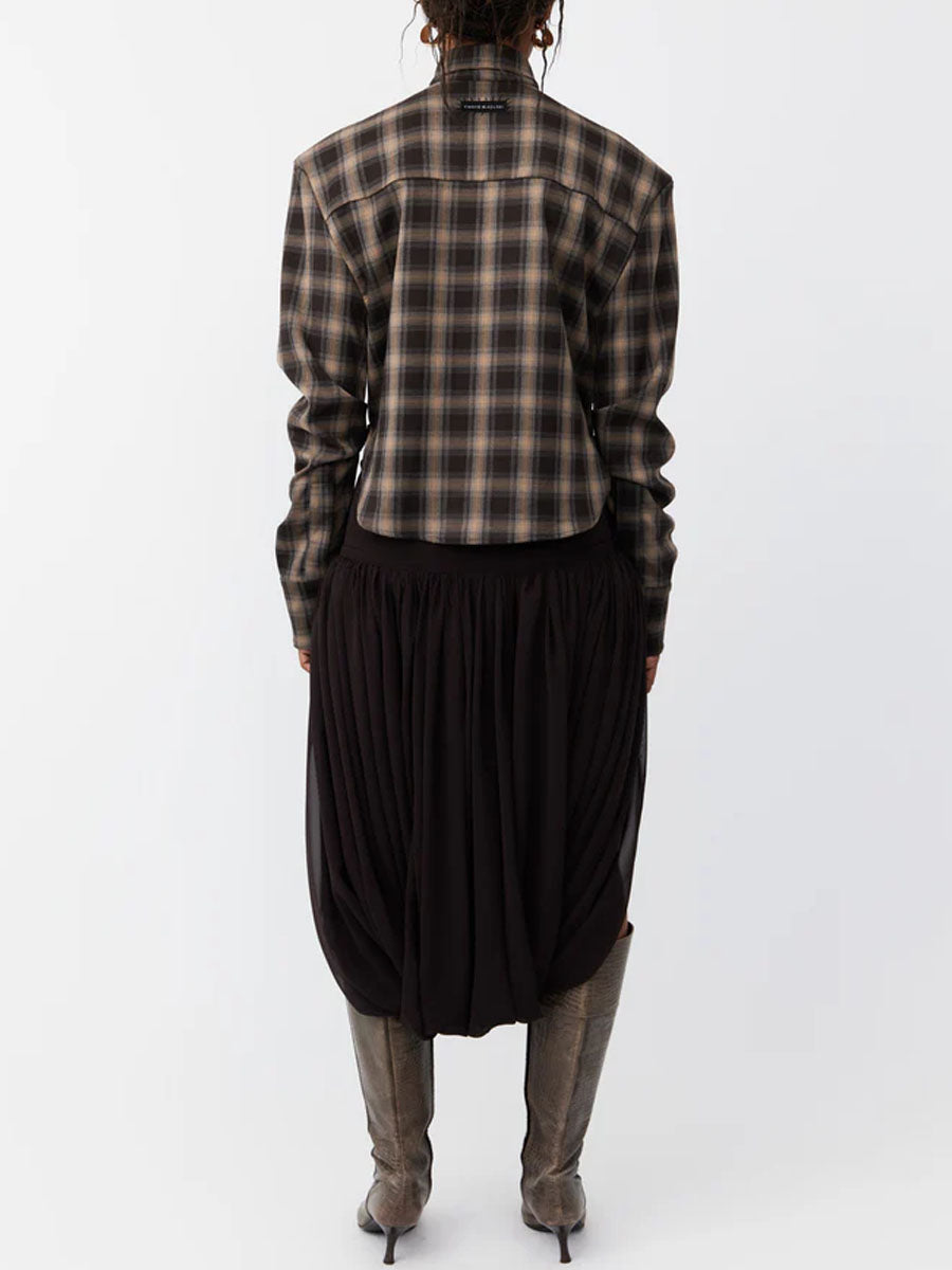 Plunging Neck Shoulder Padding Shirt