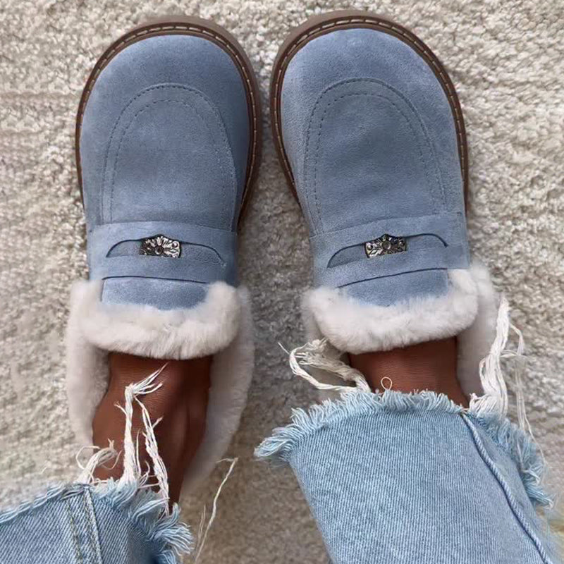 Round-toe Fleece-lined Flats