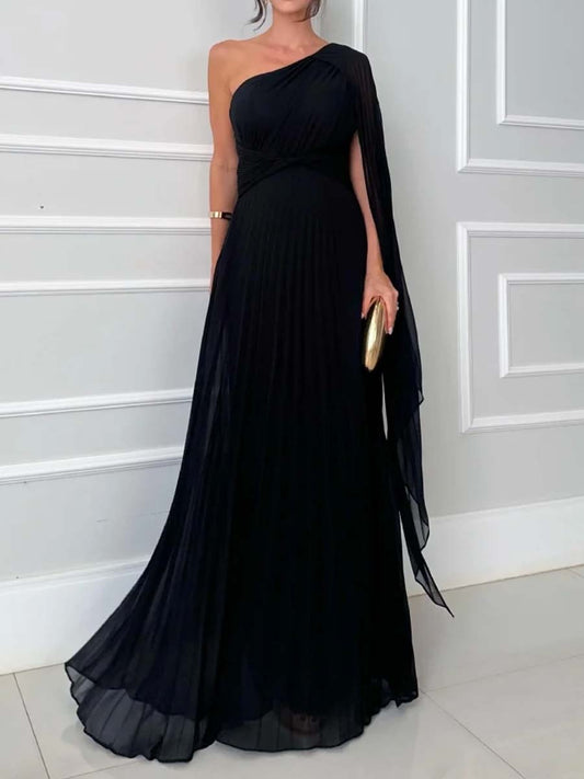 Slant Collar Raglan Sleeves Elegant Dress