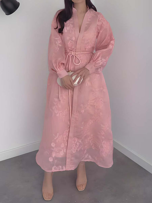 Elegant Embroideried Long Sleeve Dress