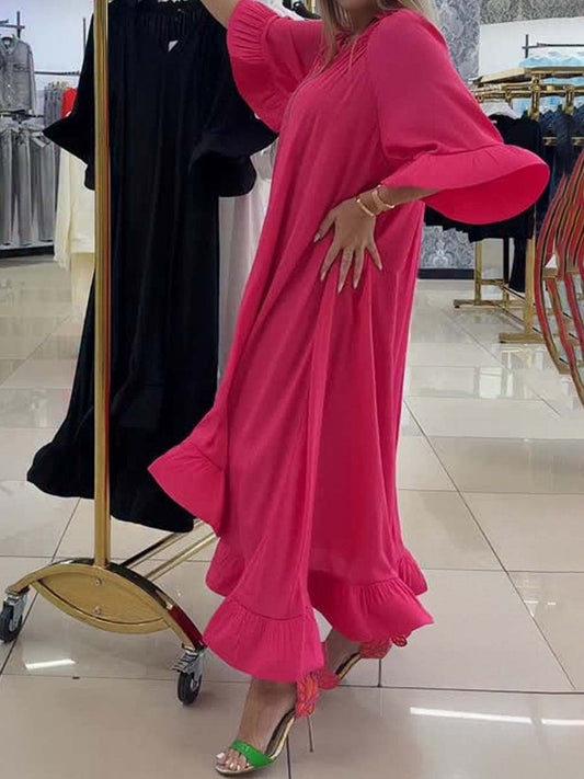 Elegant Loose Ruffled Long Dress
