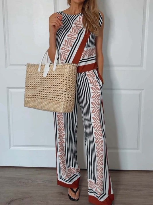 Asymmetric Irregular Striped Two Pieces Set