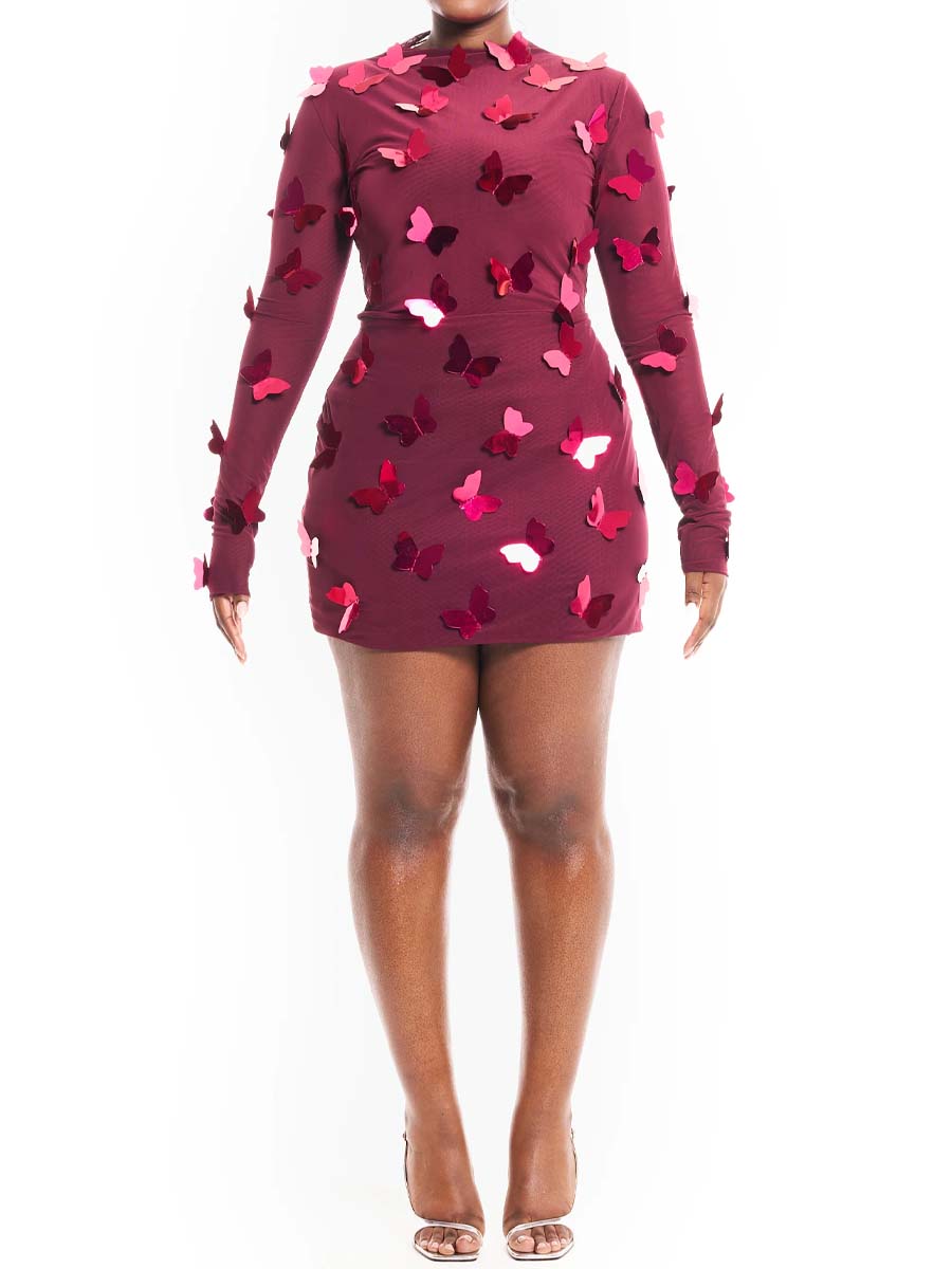 3D Butterfly Two Pieces Dress