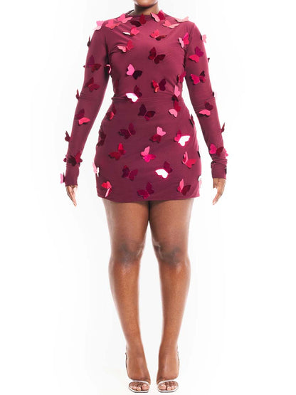 3D Butterfly Two Pieces Dress