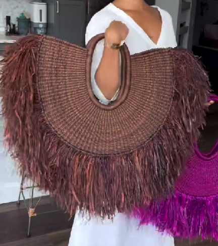 Tassel Handheld Straw Woven Bag Holiday Travel Woven Bag