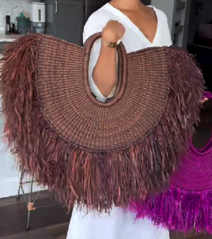Tassel Handheld Straw Woven Bag Holiday Travel Woven Bag