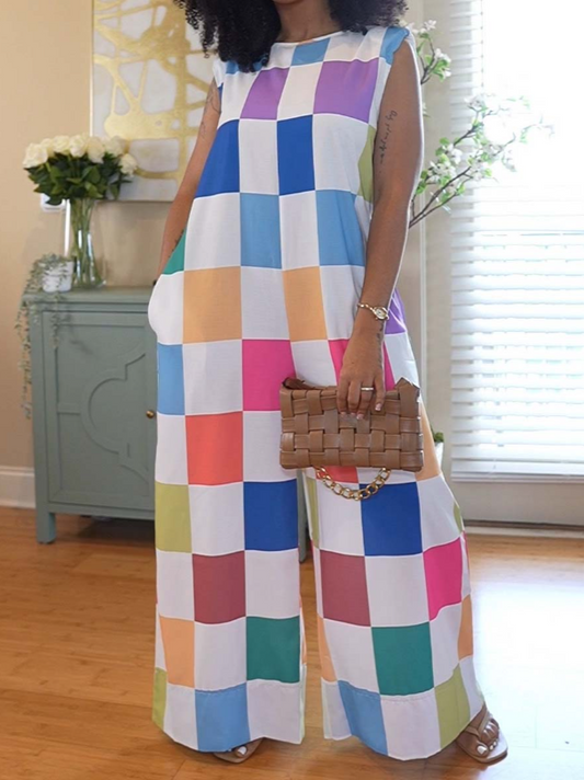 Casual Sleeveless Wide Leg Long Pants