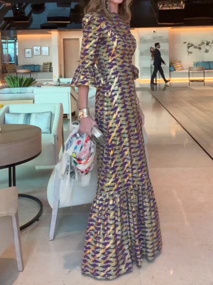 Sequined Long Sleeved Maxi Dress