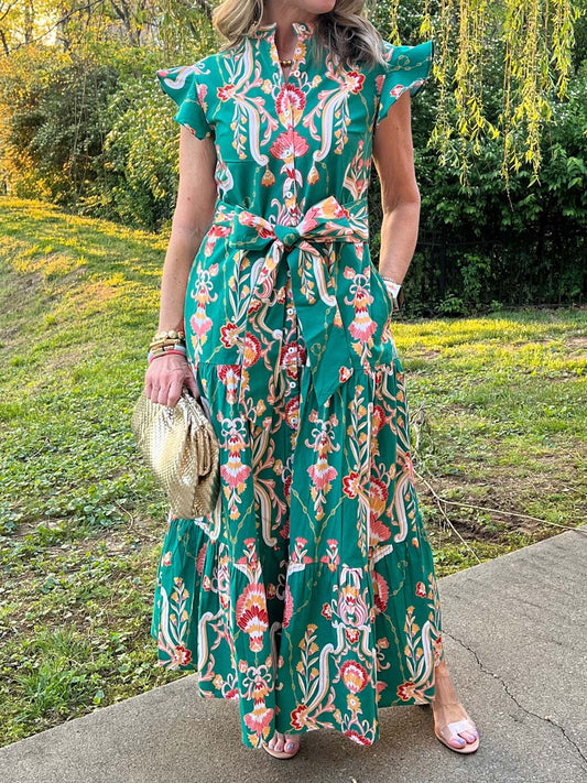 Tapestry Floral Jade Dress