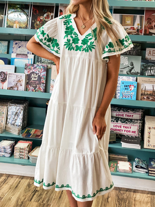 Maria Embroidered Midi Dress