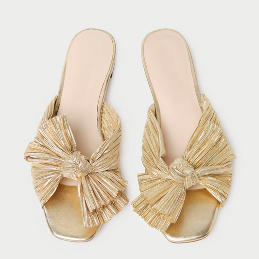 Gold Pleated Bow Slide