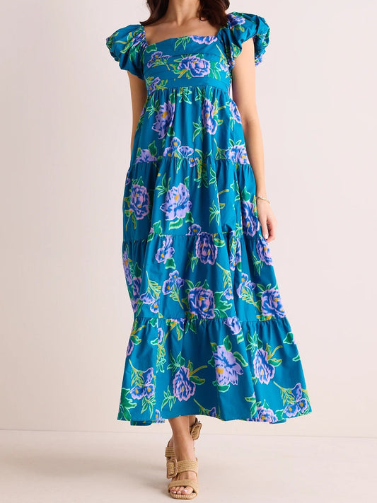 Blue Floral Long Dress