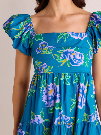 Blue Floral Long Dress