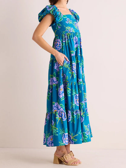 Blue Floral Long Dress