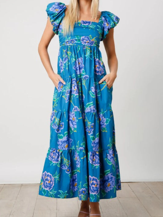 Blue Floral Long Dress