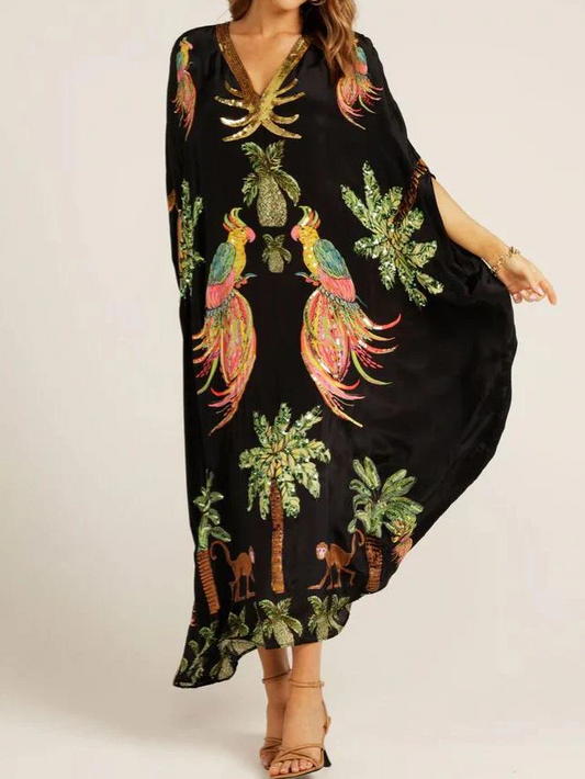 Tropical Paradise Embroidered Kaftan