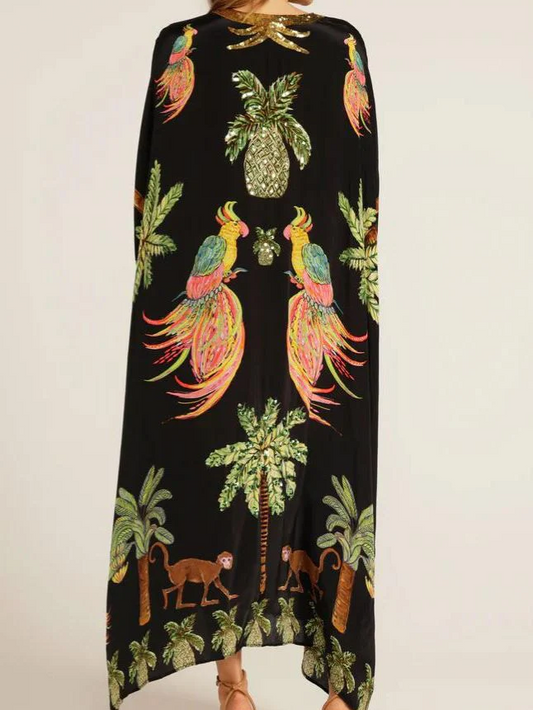 Tropical Paradise Embroidered Kaftan