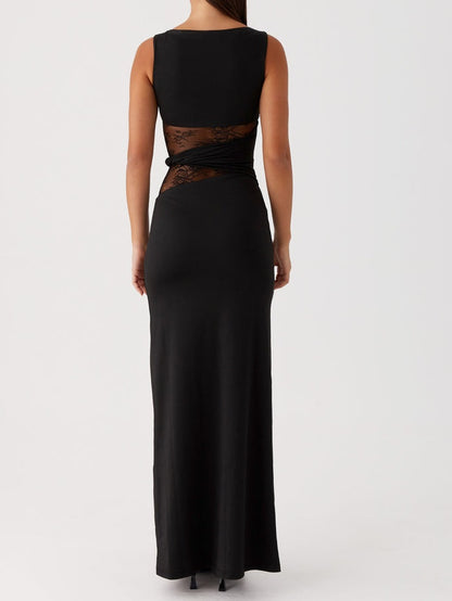 Semi-sheer Lace Waist Maxi Dress