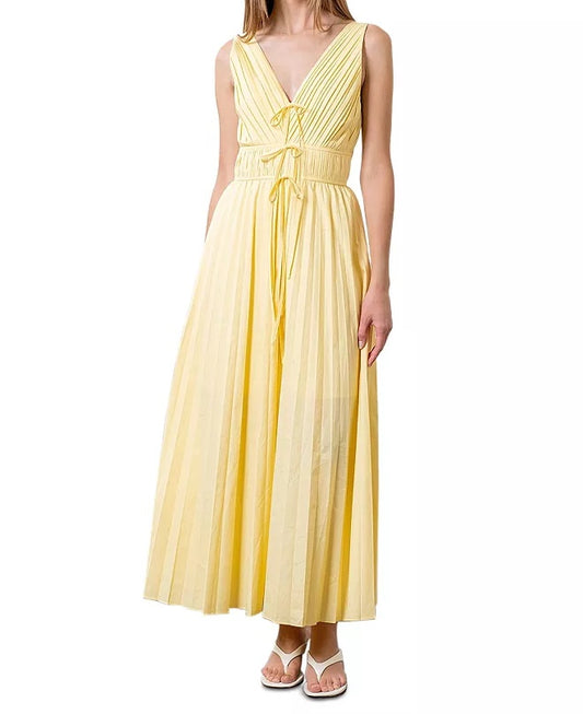 V Neck Pleated Dress