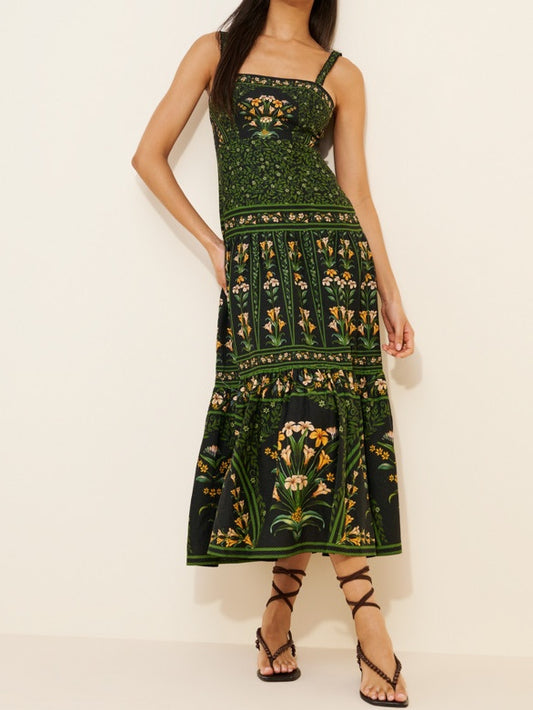 Flowers Arch Back Sleeveless Maxi Sundress