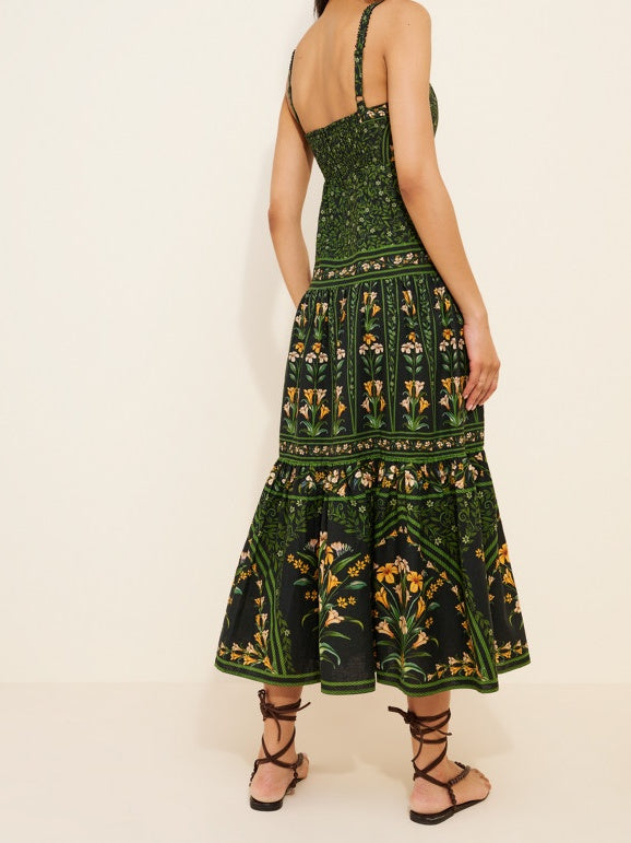 Flowers Arch Back Sleeveless Maxi Sundress