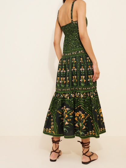 Flowers Arch Back Sleeveless Maxi Sundress