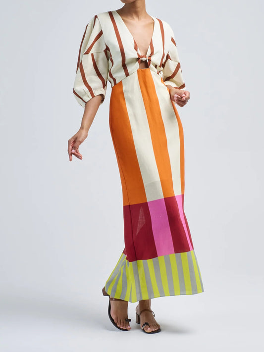 Striped Half Sleeve Dress