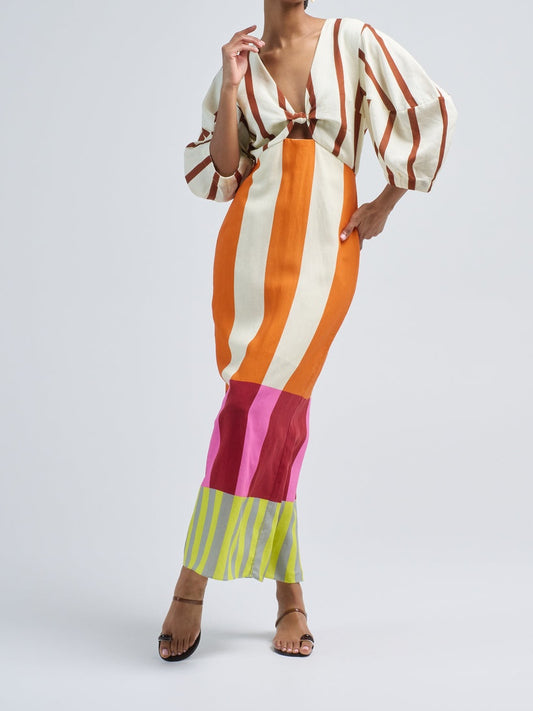 Striped Half Sleeve Dress