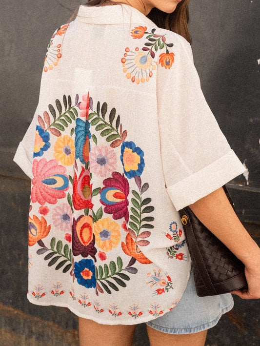 Floral Print Short-sleeved Shirt