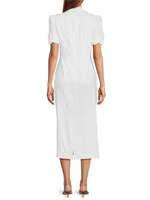 Short Sleeve Mock Neck Midi Dress