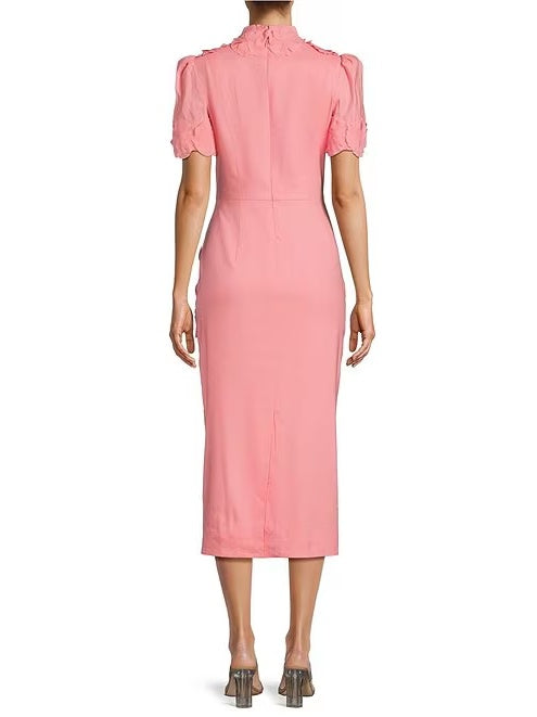 Short Sleeve Mock Neck Midi Dress