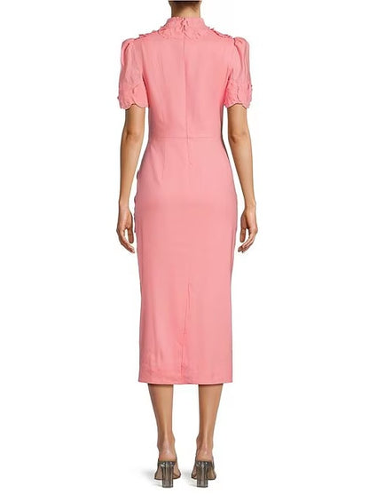 Short Sleeve Mock Neck Midi Dress