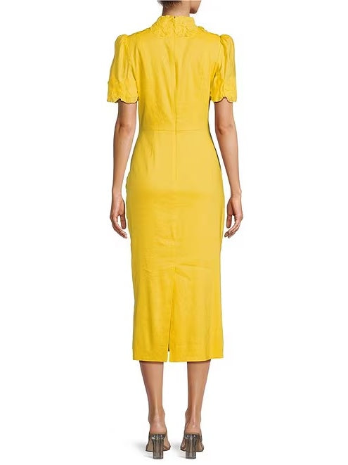 Short Sleeve Mock Neck Midi Dress