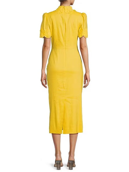 Short Sleeve Mock Neck Midi Dress