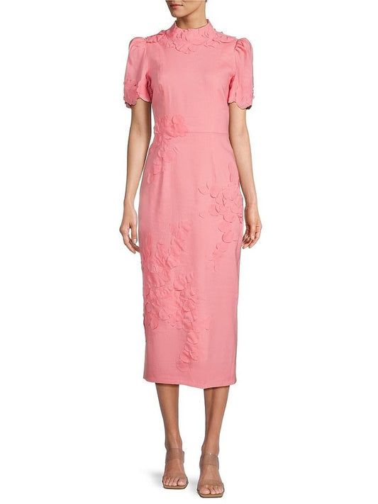 Short Sleeve Mock Neck Midi Dress