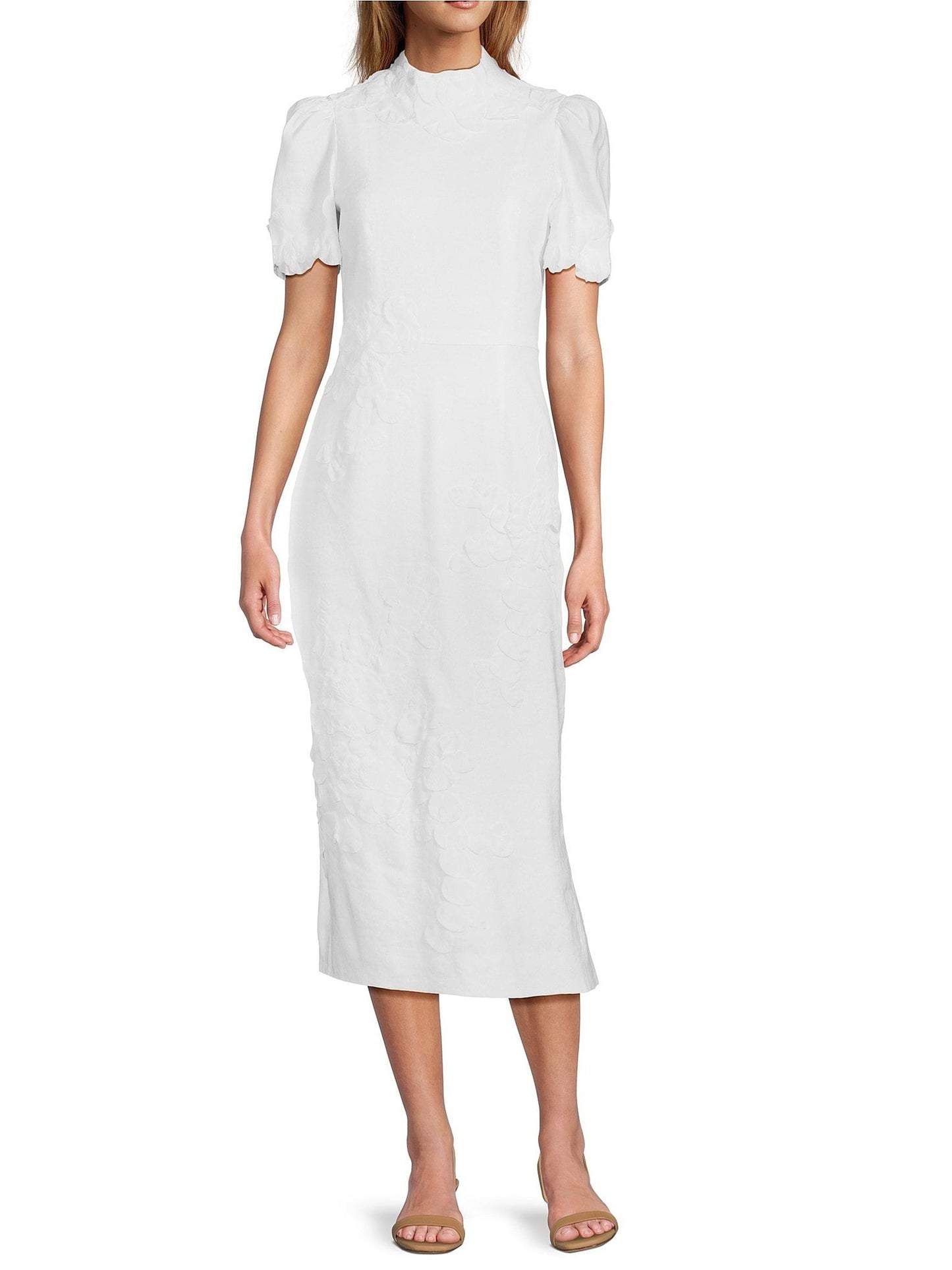 Short Sleeve Mock Neck Midi Dress