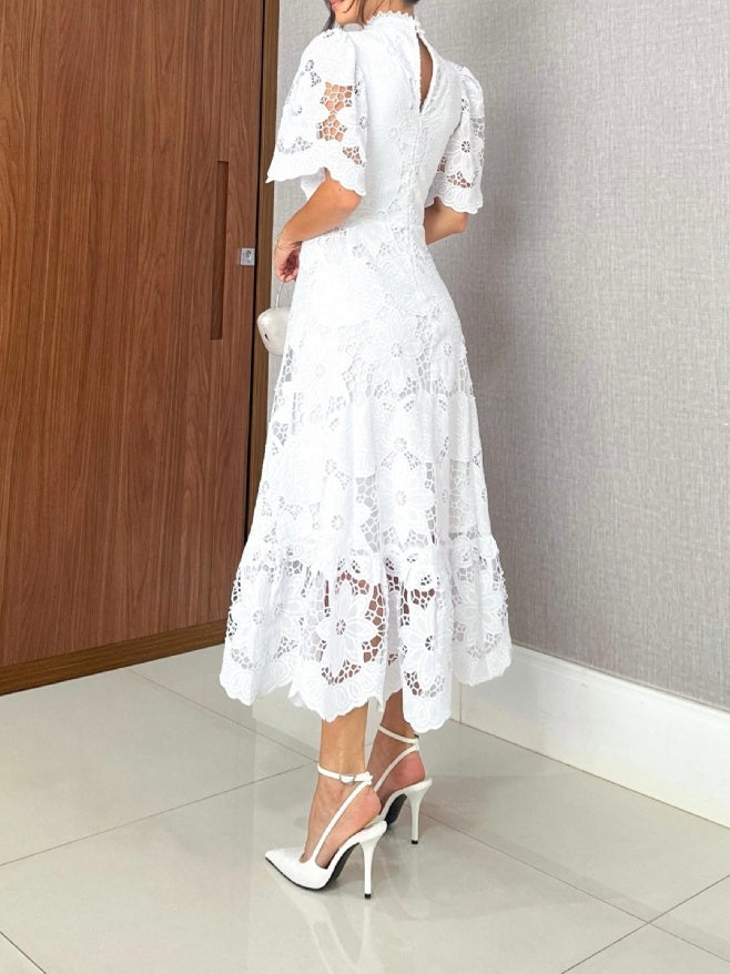 White Lace Midi Dress