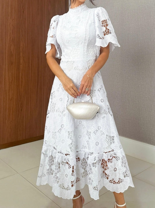 White Lace Midi Dress