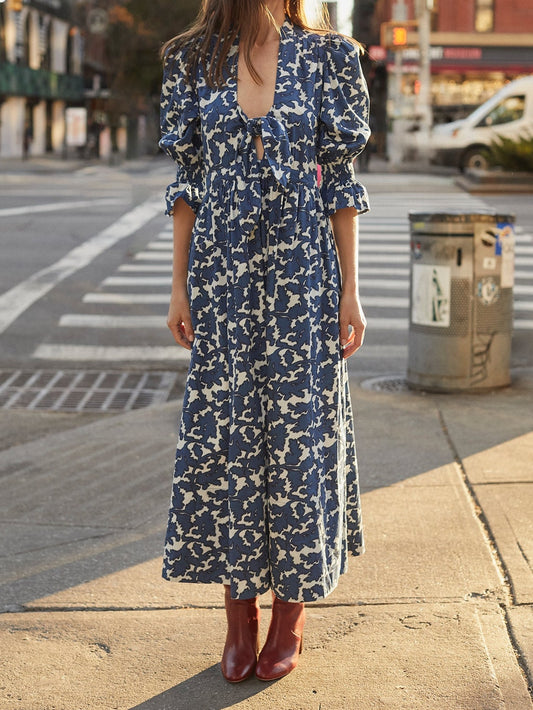 Vintage Blue Print Dress