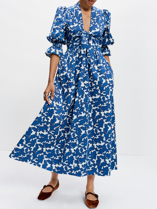 Vintage Blue Print Dress