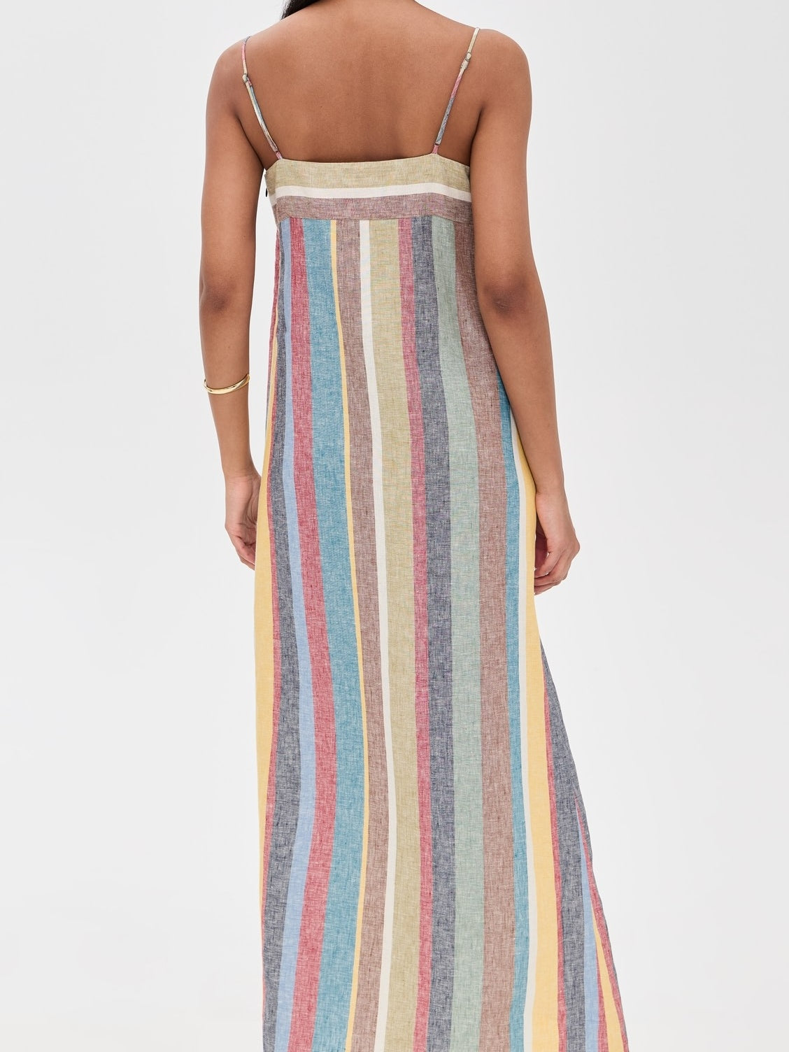 Stripe Print Square Neckline Dress
