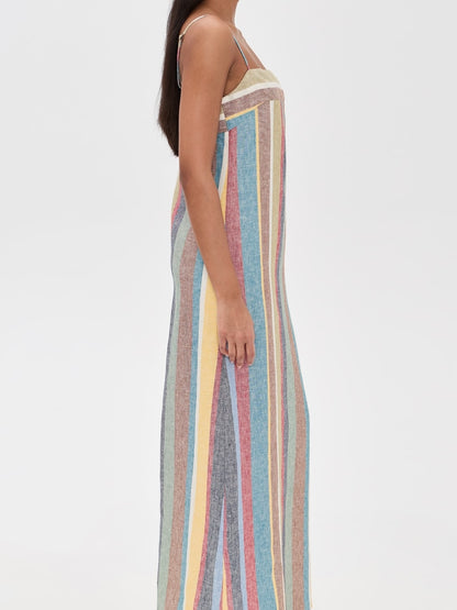 Stripe Print Square Neckline Dress