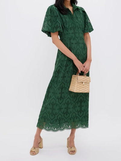 Olive Eyelet Dress
