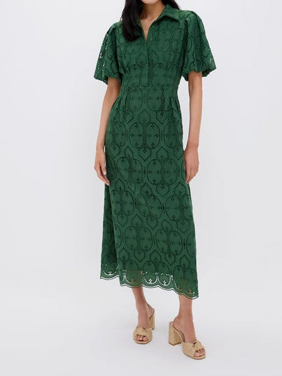 Olive Eyelet Dress