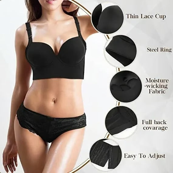 Fashion Bra with shapewear incorporated, gathered breasts,deep V bra