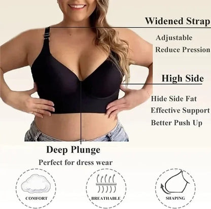 Fashion Bra with shapewear incorporated, gathered breasts,deep V bra