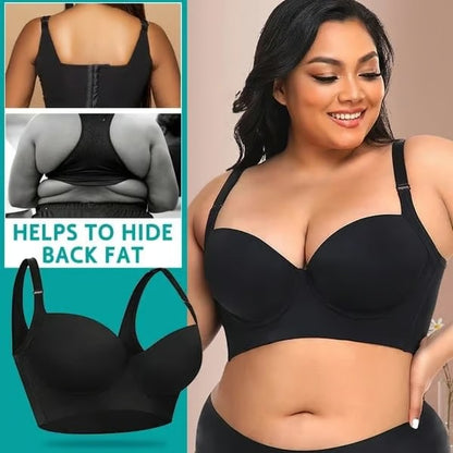 Fashion Bra with shapewear incorporated, gathered breasts,deep V bra
