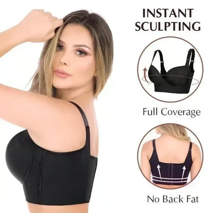 Fashion Bra with shapewear incorporated, gathered breasts,deep V bra