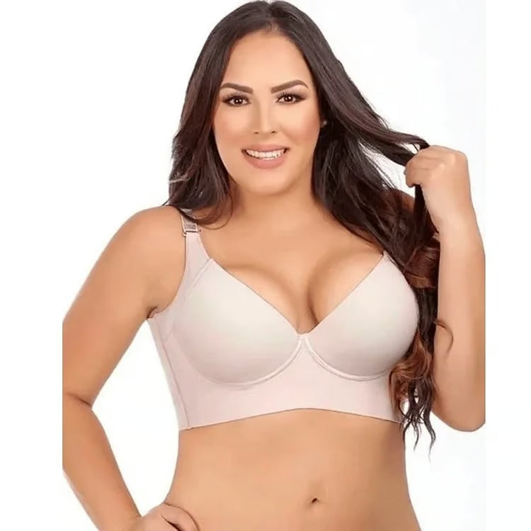 Fashion Bra with shapewear incorporated, gathered breasts,deep V bra